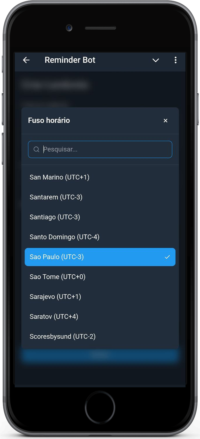 KindlyRemindly timezone selection picker